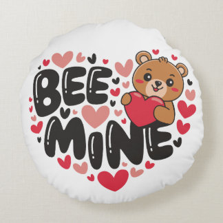 Schattige Bij Mijne Teddydbeer Valentijnsdag Rond Kussen