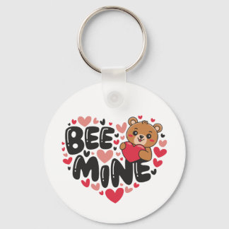 Schattige Bij Mijne Teddydbeer Valentijnsdag Sleutelhanger