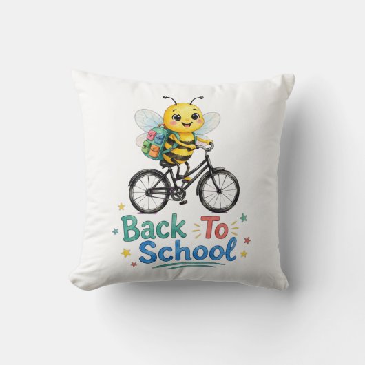 Schattige Bij Terug Naar School Kussen (Voorkant)