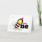 Schattige Bijen 1e Verjaardag Kaart (Baby Meisje) (Voorkant)