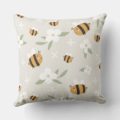 Schattige Bijen en Bloemen Sierkussen (Achterkant)