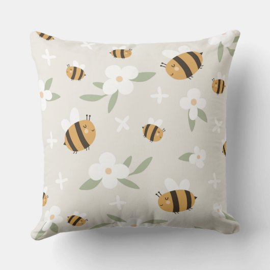 Schattige Bijen en Bloemen Sierkussen (Achterkant)