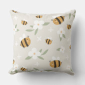 Schattige Bijen en Bloemen Sierkussen (Voorkant)