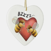 Schattige bijen en hartvorm keramisch ornament (Rechts)
