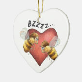 Schattige bijen en hartvorm keramisch ornament (Links)
