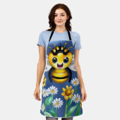 Schattige Bijen in een Flower Garden Waterverf Schort (Gedragen)