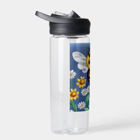 Schattige Bijen in een Flower Garden Waterverf Waterfles (Rechts)