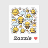 Schattige bijen sticker (Vel)