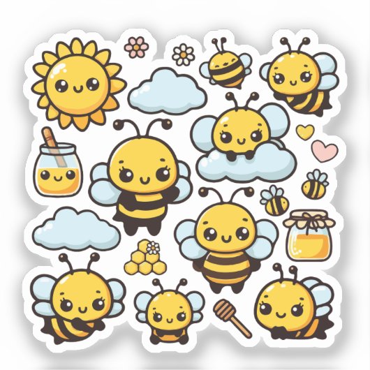 Schattige bijen sticker (Voorkant)
