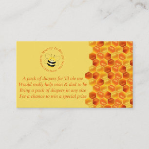 Schattige Bijen thema Baby shower Luier Raffle Kaa Informatiekaartje