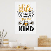 schattige bijenliefhebbers woord kunst poster (Keuken)