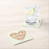 Schattige bijpassende tartan hart en strepen kartonnen onderzetters (Insitu)