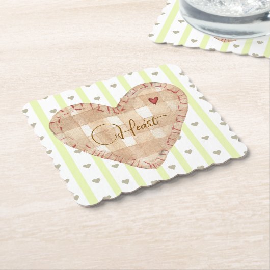 Schattige bijpassende tartan hart en strepen kartonnen onderzetters (Gebogen)