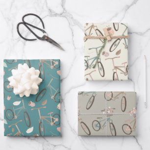 schattige bike houdt van betegeld patroon inpakpapier vel