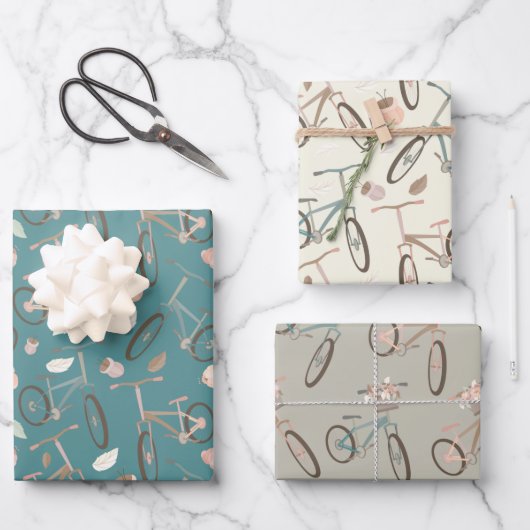schattige bike houdt van betegeld patroon inpakpapier vel (Voorkant)