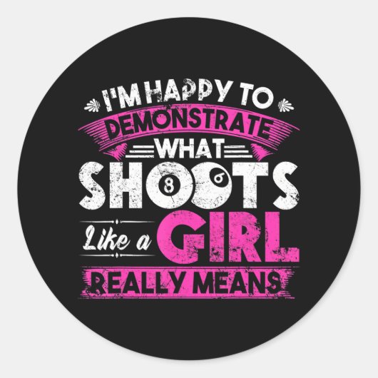 Schattige Biljart Vrouwen Grappig voor Meisje Pool Ronde Sticker (Voorkant)