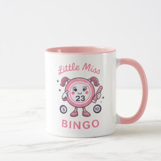 Schattige Bingo Bal Roze Karakter Grappige Spreuk Mok (Rechts)