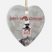 Schattige Bird Baby's eerste kerstsieraad Keramisch Ornament (Rechts)