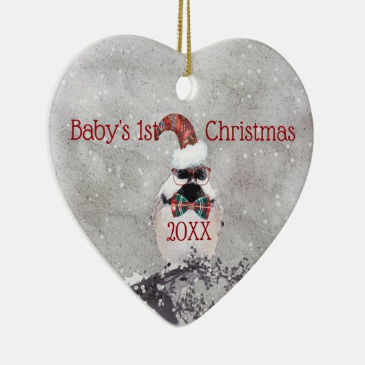 Schattige Bird Baby's eerste kerstsieraad Keramisch Ornament (Rechts)