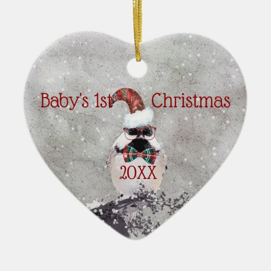 Schattige Bird Baby's eerste kerstsieraad Keramisch Ornament (Voorkant)