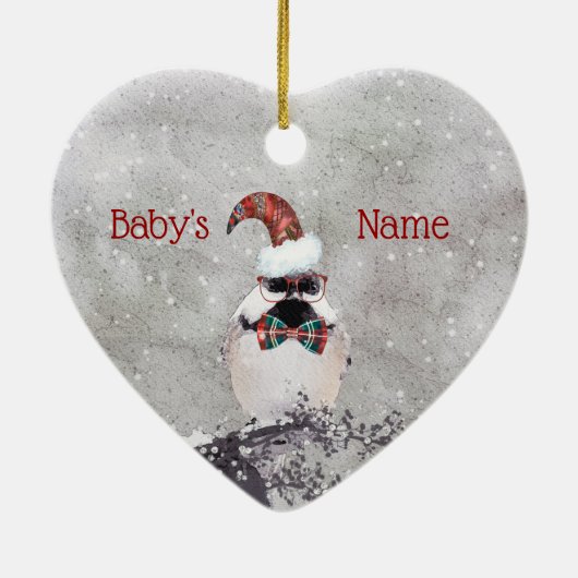 Schattige Bird Baby's eerste kerstsieraad Keramisch Ornament (Achterkant)