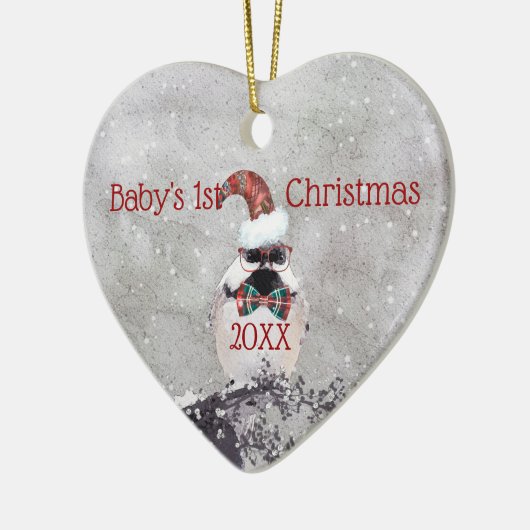 Schattige Bird Baby's eerste kerstsieraad Keramisch Ornament (Links)