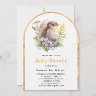 Schattige Bird Floral Spring Baby shower Kaart