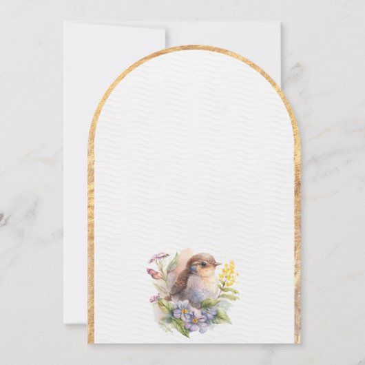 Schattige Bird Floral Spring Baby shower Kaart (Achterkant)