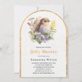 Schattige Bird Floral Spring Baby shower Kaart (Voorkant)