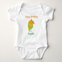 Schattige Bird Happy Birthday Baby Bodysuit