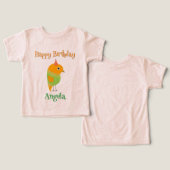 Schattige Bird Happy Birthday Gift-Girl Peuter T-s (Ontwerp Voorkant & Achterkant)