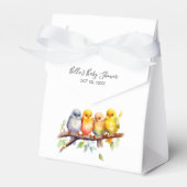 Schattige Bird on Tree Branch Baby shower Bedankdoosjes (Voorkant Zijde)