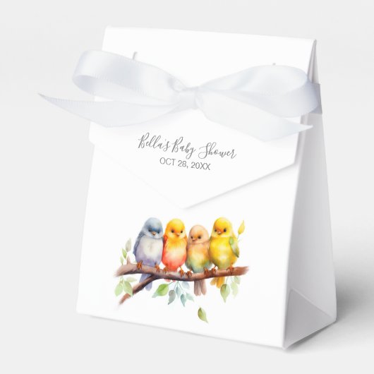 Schattige Bird on Tree Branch Baby shower Bedankdoosjes (Voorkant Zijde)