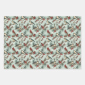 Schattige Bird & Red Berry kerstpatroon Inpakpapier Vel (Voorkant)