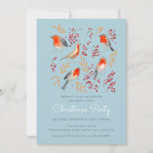 Schattige Bird Red Robin Blue Christmas Family Par Kaart (Voorkant)