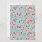 Schattige Bird Red Robin Blue Christmas Family Par Kaart (Achterkant)