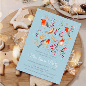 Schattige Bird Red Robin Blue Christmas Family Par Kaart