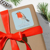 Schattige Bird Red Robin Blue Christmas Vierkante Sticker