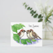 Schattige Bird, Sparrow Family Briefkaart (Staand voorkant)