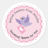 Schattige Bird Speciale bezorging Valentijn's Day Ronde Sticker (Voorkant)