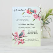 Schattige Birds Bow Twins Baby shower Kaart (Staand voorkant)