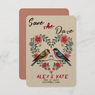 Schattige Birds Wedding Save the Date Aankondiging