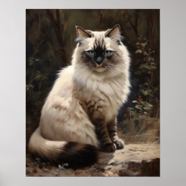 Schattige Birman Cat Art Print Poster