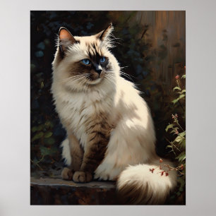 Schattige Birman Cat Art Print Poster