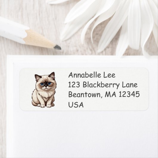 Schattige Birman Cat Label (Insitu)