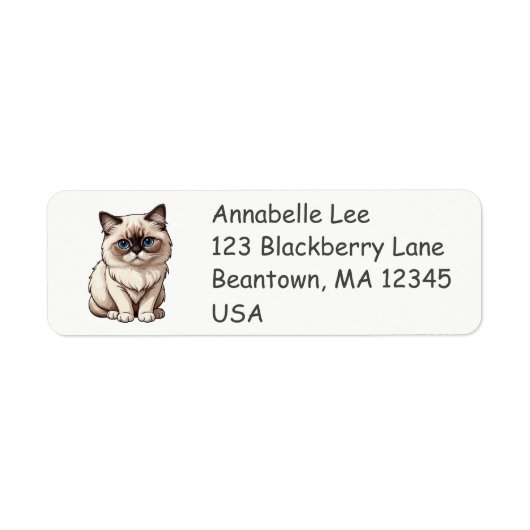 Schattige Birman Cat Label (Voorkant)