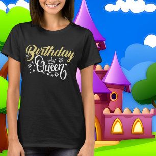 schattige Birthday Queen-woordkunst T-shirt