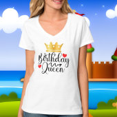 schattige Birthday Queen-woordkunst T-shirt