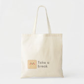 Schattige Biscuit Neem Een Pauze Aangepaste Tekst Tote Bag (Voorkant)