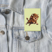 Schattige Bizon met Grote Ogen Gelukkig Natuur Tek Button (Insitu)